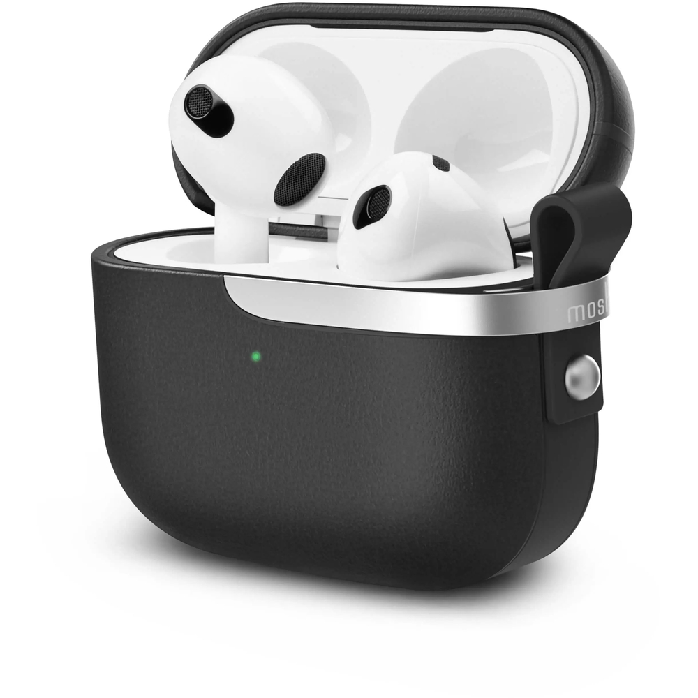Чехол Moshi Pebbo Luxe for AirPods 3. Материал искусственная кожа. Цвет: черный